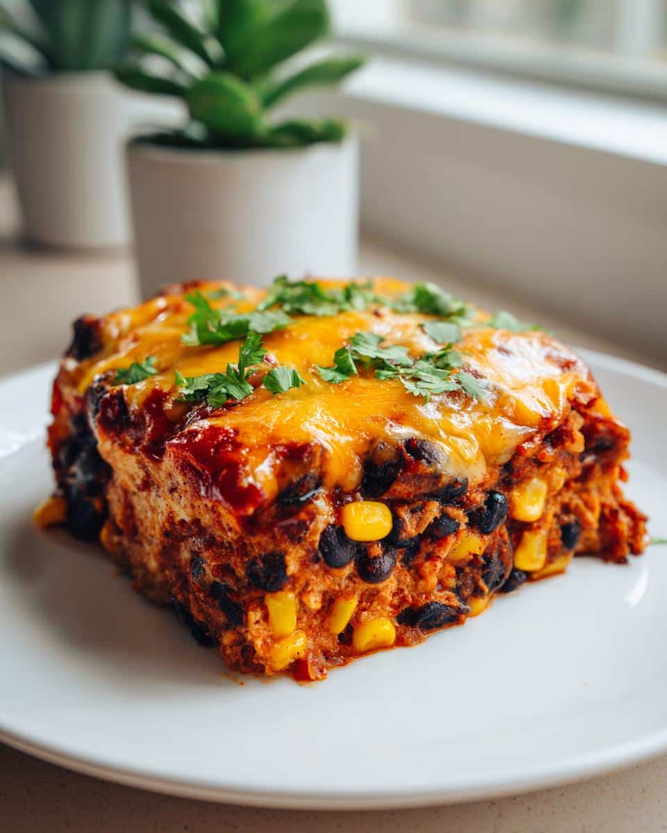 Black Bean, Corn and Rice Enchilada Casserole - detail 1