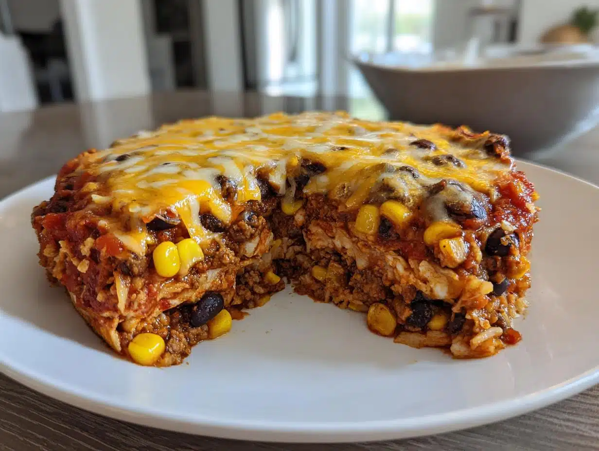 Irresistible Black Bean, Corn and Rice Enchilada Casserole in 30 Minutes