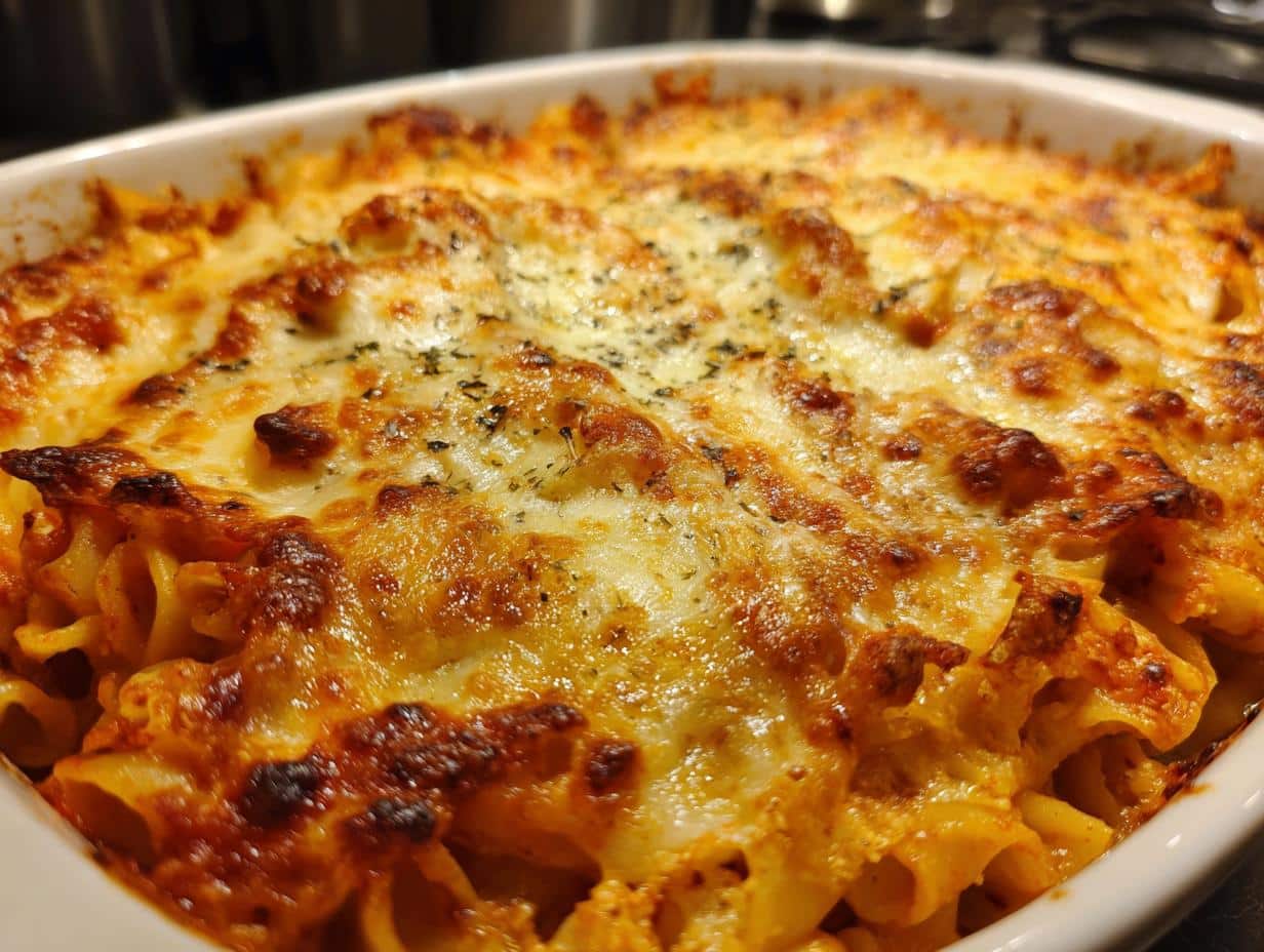 Magical 30-Minute Chicken Parmesan Pasta Casserole with Mozzarella