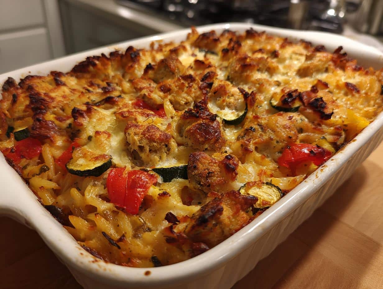 Irresistible Chicken and Roasted Veggie Orzo Casserole in 30 Minutes