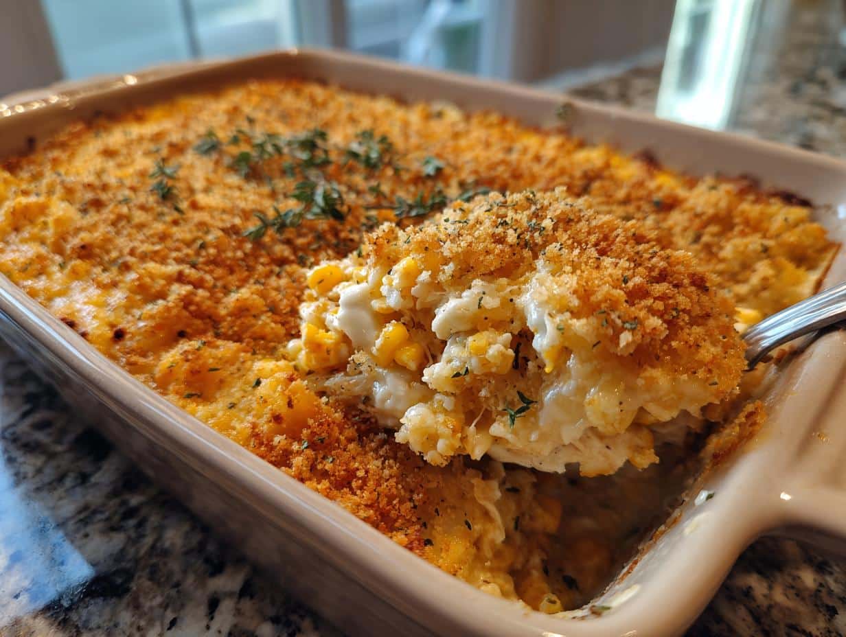 Creamy Chicken and Sweet Corn Chowder Casserole Bake in 30 Minutes