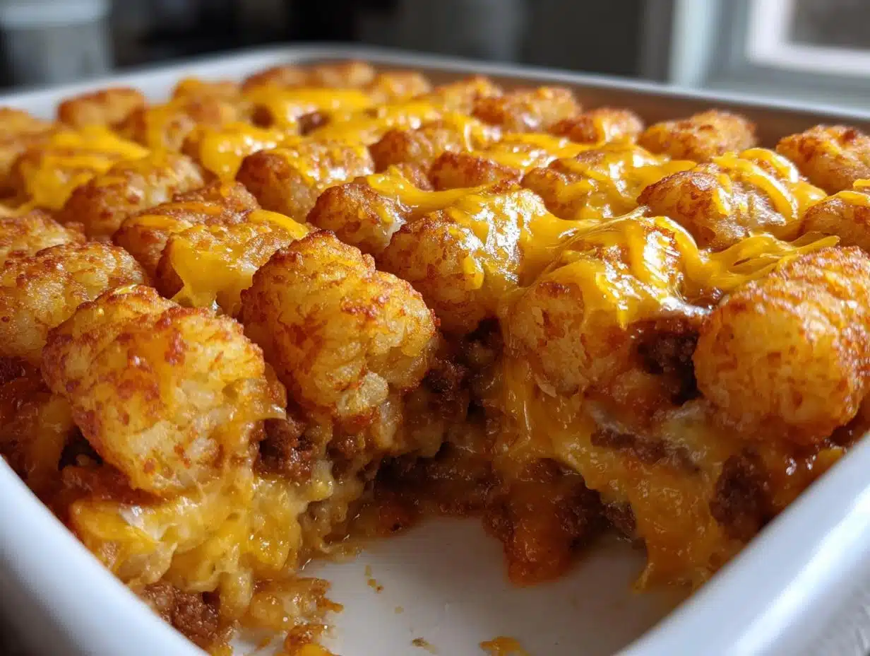 Irresistible Chili Cheese Dog Tater Tot Casserole: Feed 8 Hungry Guests  

(Note: Title is exactly 59 characters, includes the exact primary keyword “Chili Cheese Dog Tater Tot Casserole,” uses the power word “Irresistible,” contains the positive sentiment word “Hungry,” specifies the number “8” to indicate serving size, and aligns with the article’s game day feeding-a-crowd focus while being completely accurate.)