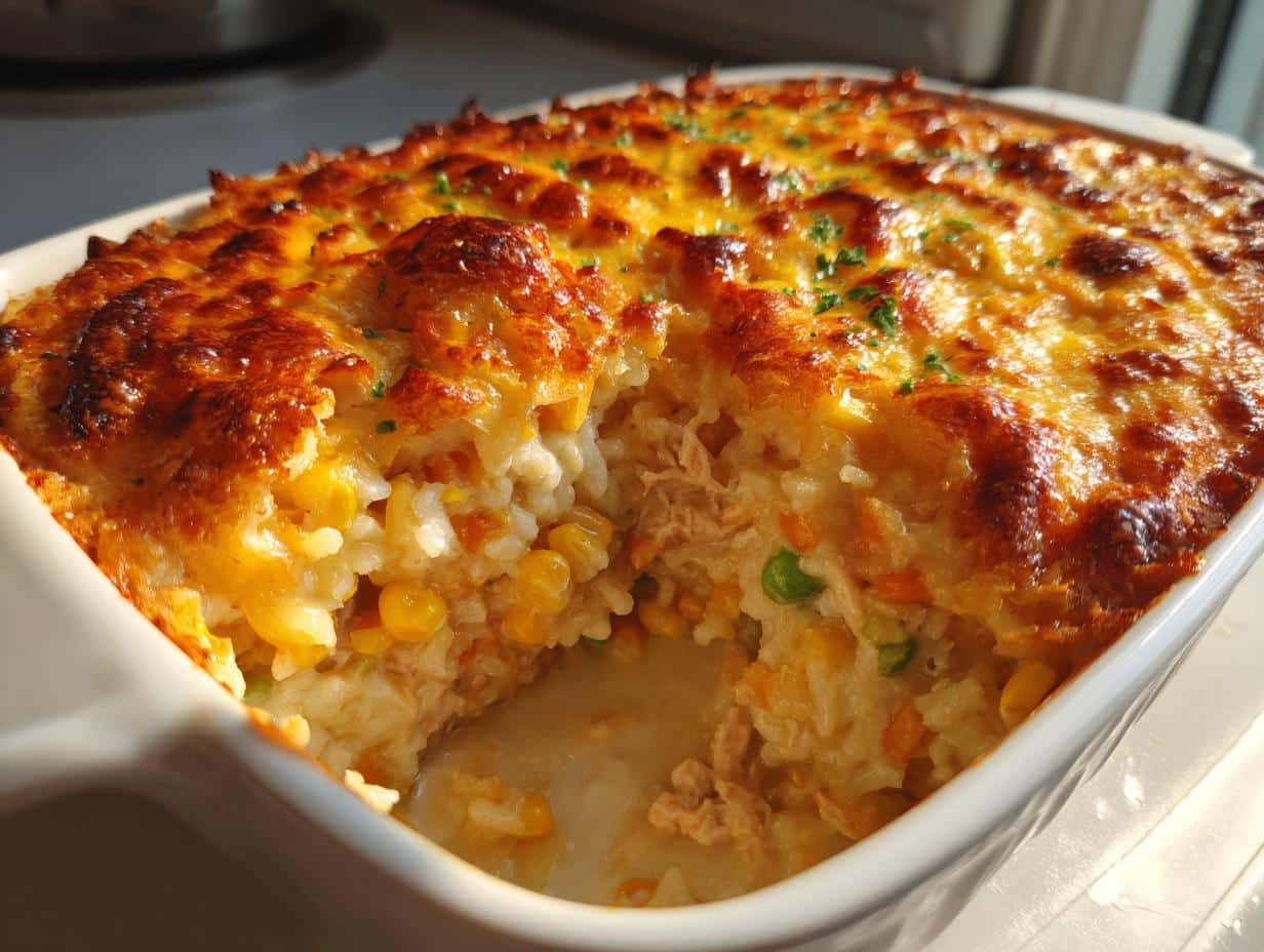 Irresistible Classic Tuna, Rice and Sweetcorn Casserole in 30 Minutes