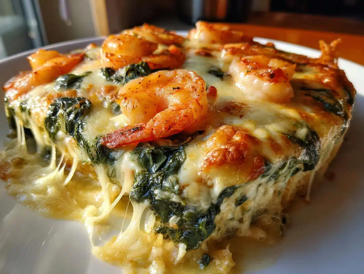 25-Minute Creamy Garlic Shrimp and Spinach Pasta Bake Heaven