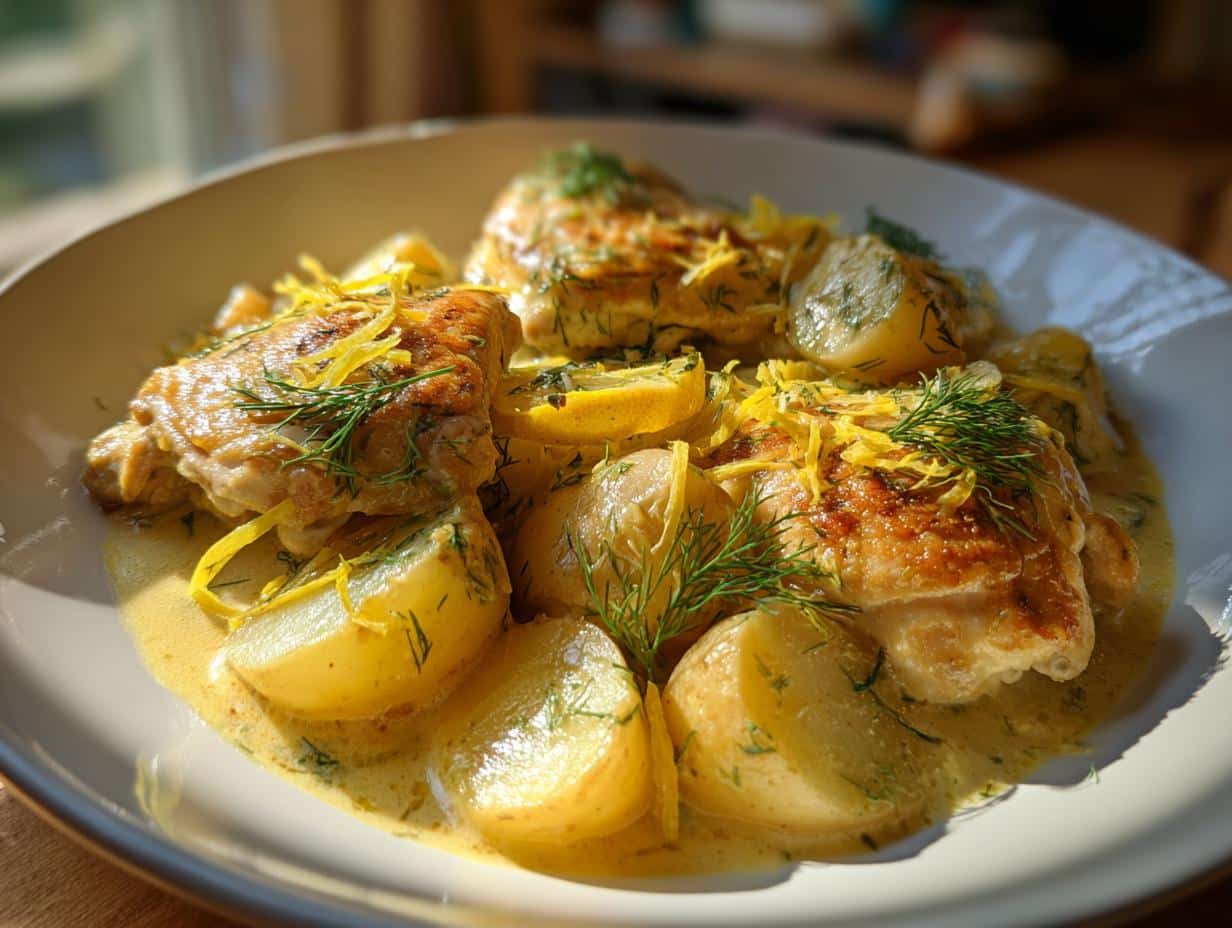 Creamy Lemon Dill Chicken and Potato Casserole: 1-Pan Perfection