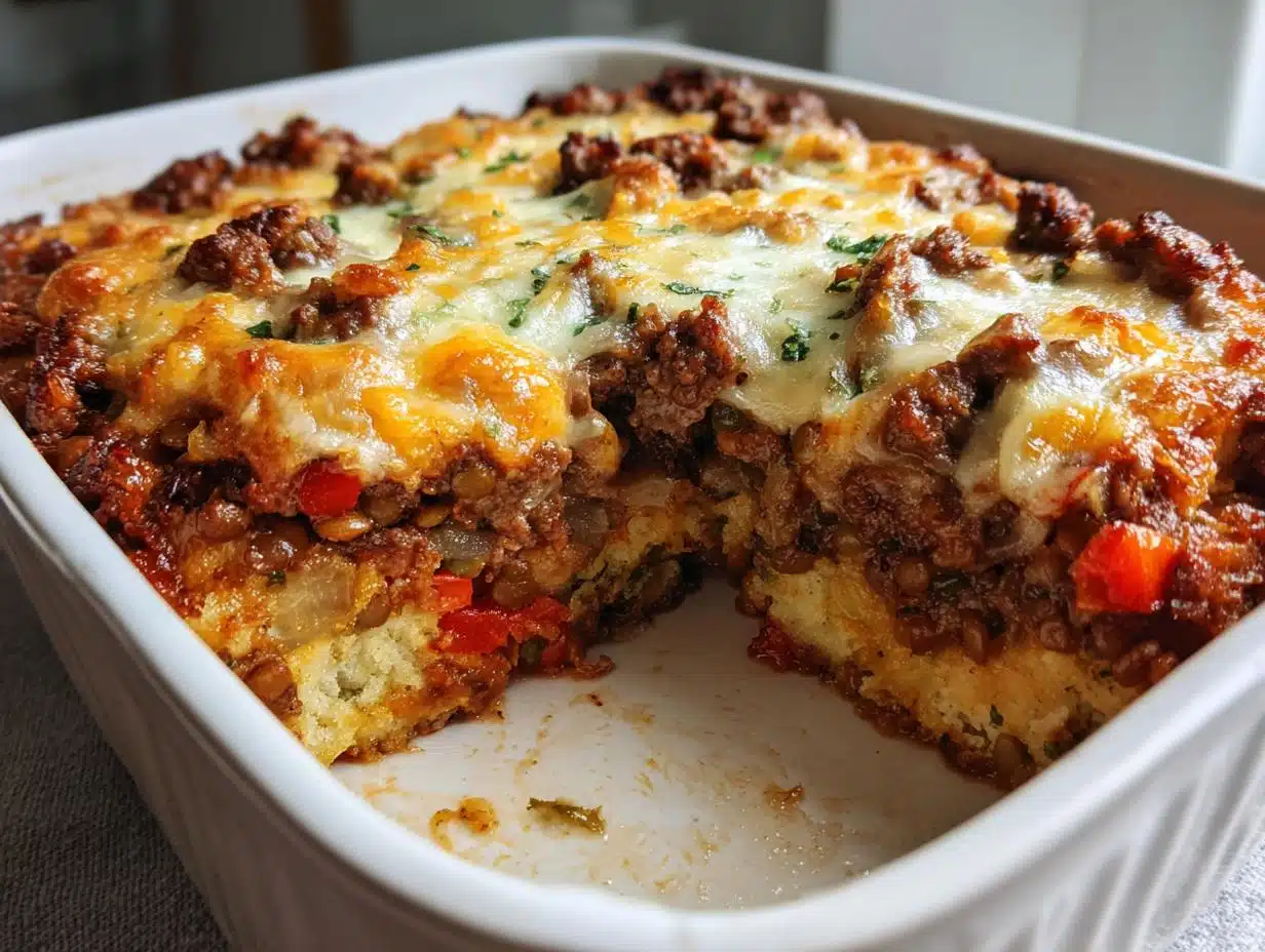 Hearty Beef and Lentil Baked Casserole: 25g Protein Per Serving