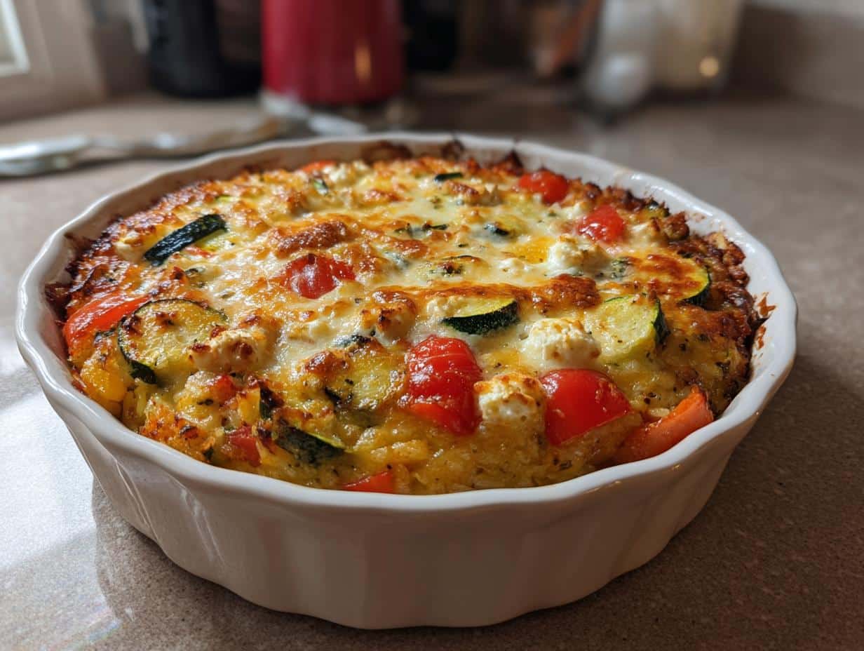 Hearty 1-Pot Mediterranean Veggie and Brown Rice Casserole Magic