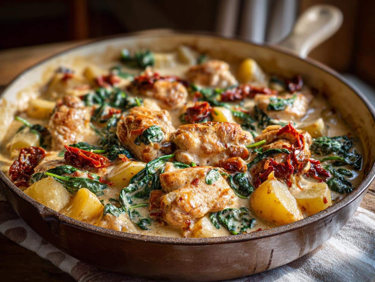 Creamy Tuscan Chicken Casserole: 4-Ingredient Comfort Magic