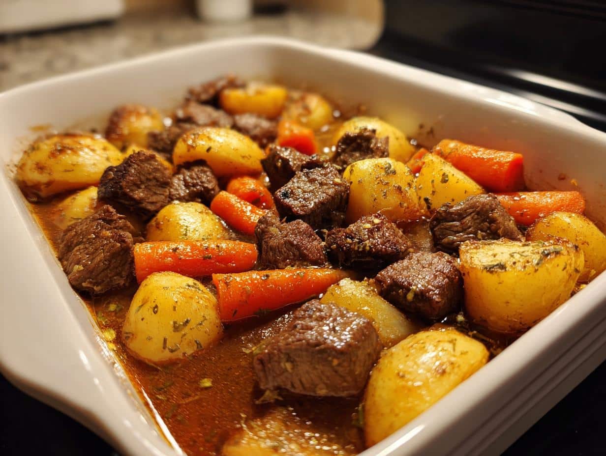 Hearty Rustic Beef, Carrot and Potato Bake in 75 Minutes