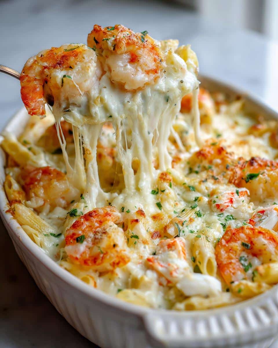 Seafood Medley Alfredo Pasta Bake Casserole - detail 1