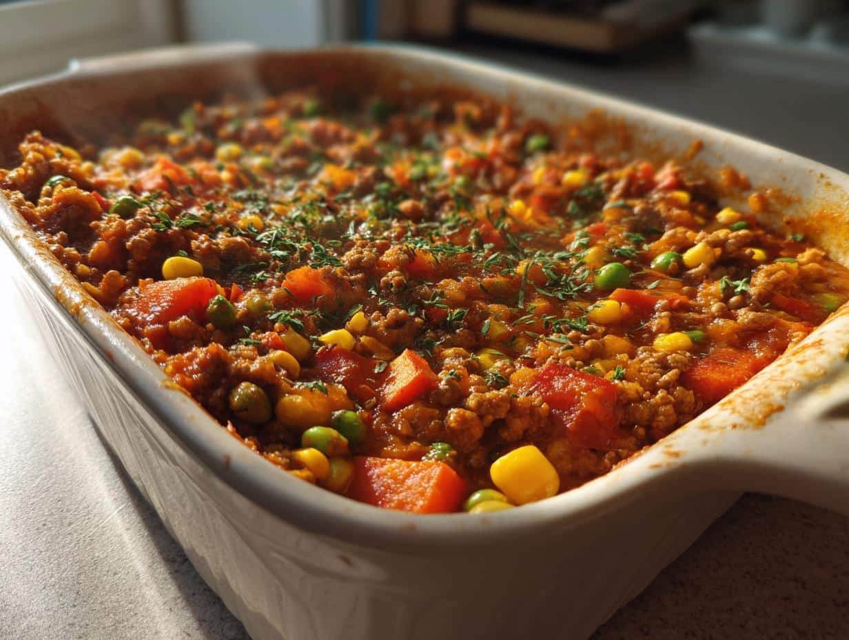 Skinny Turkey and Vegetable Casserole – low calorie winter dinner - detail 1