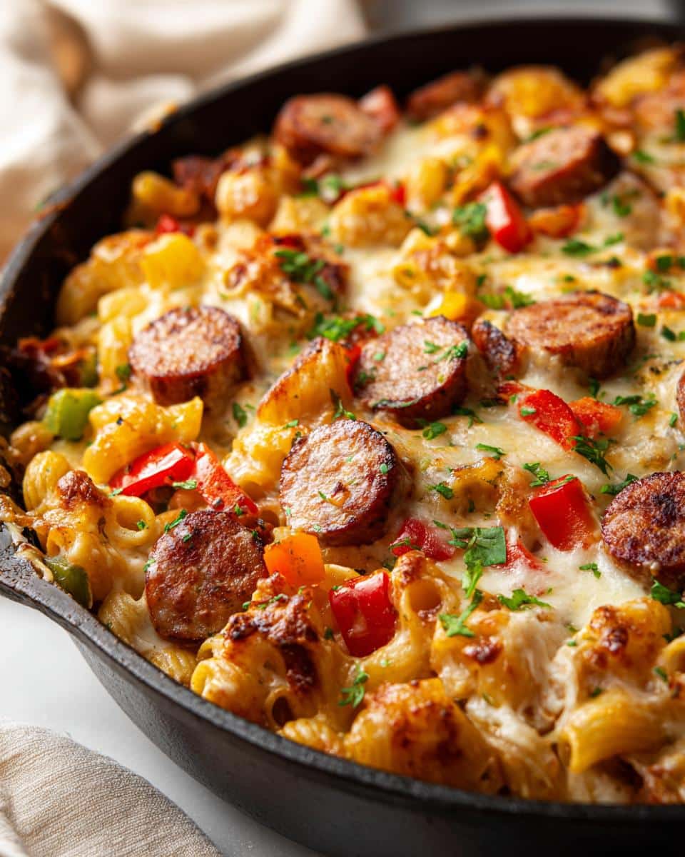Smoked Sausage, Pepper and Pasta Skillet Bake - detail 1