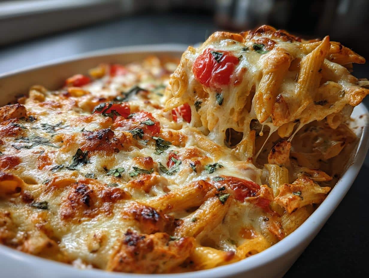 5-Star Tuscan Tomato Basil Chicken Pasta Bake Perfection
