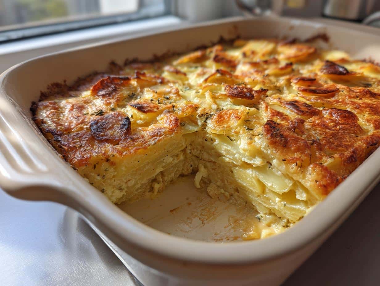 Irresistible Vegan Creamy Potato and Leek Bake in 4 Steps