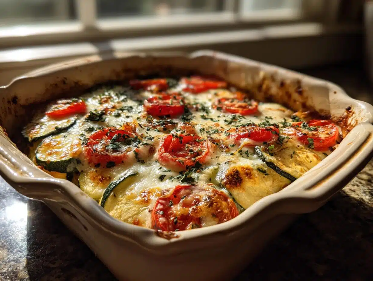 Irresistible Cheesy Zucchini and Tomato Bake – 40 Minutes!