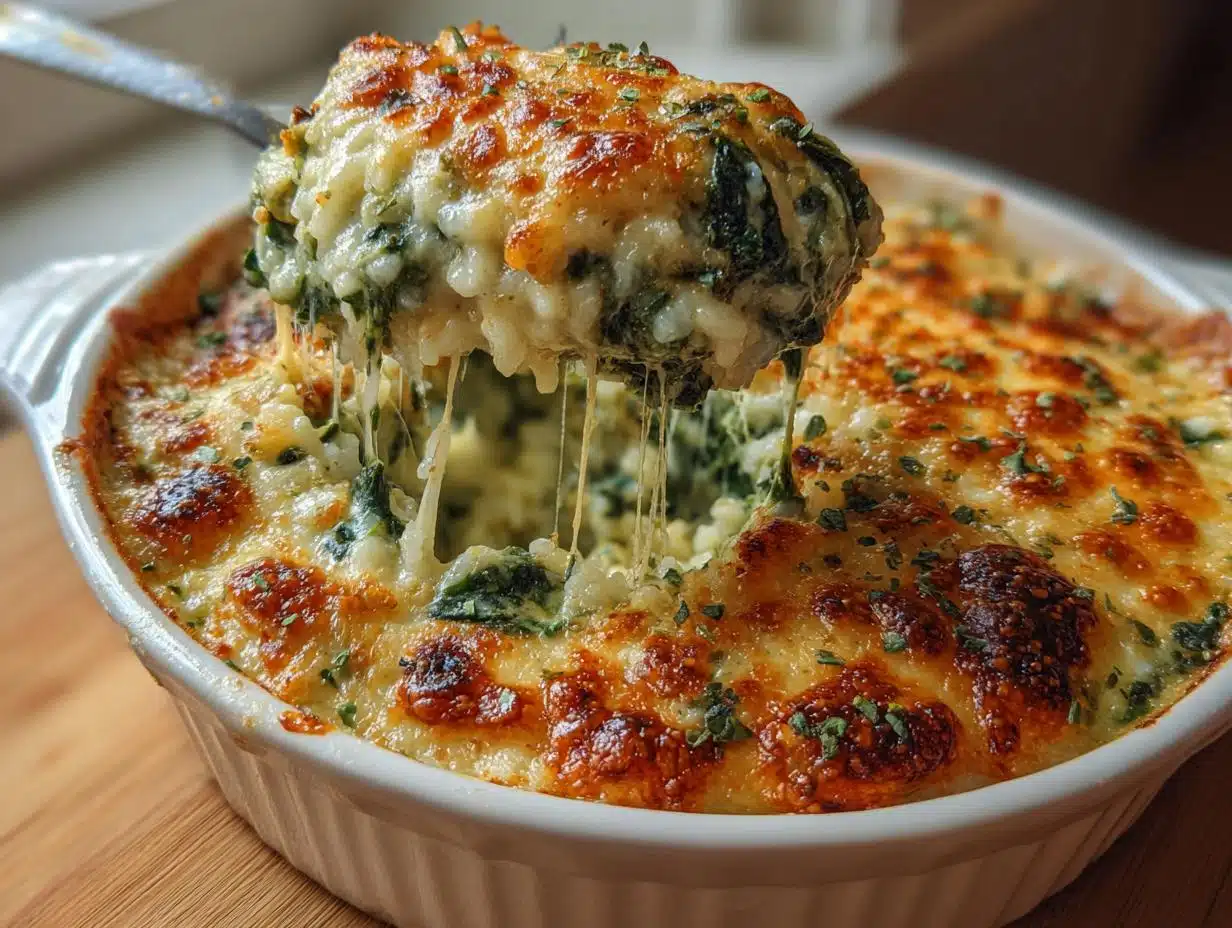 35-Minute Creamy Parmesan Spinach Rice Casserole Will Wow You
