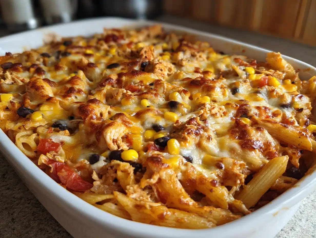 Irresistible Dump and Bake Cheesy Chicken Taco Pasta in 40 Minutes