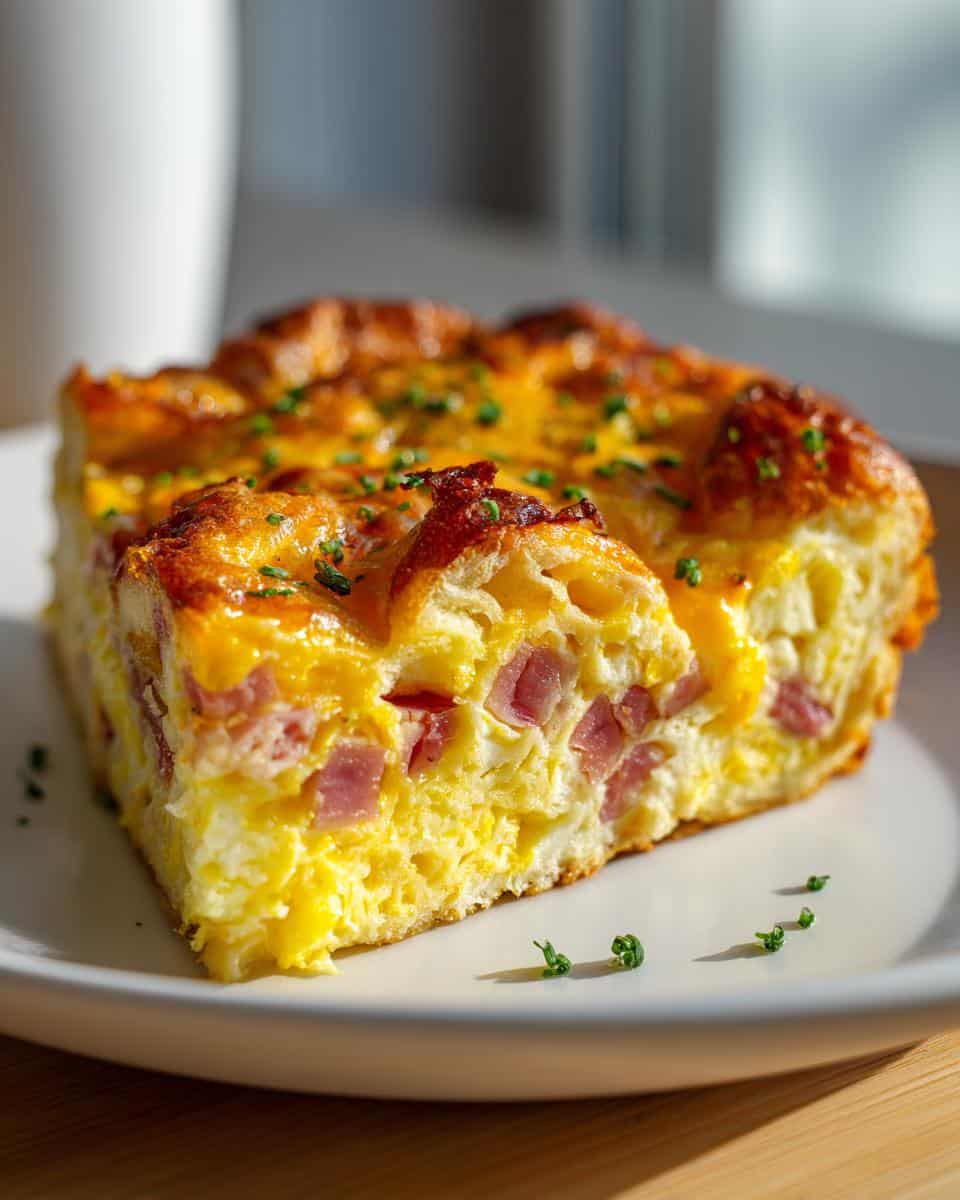 Ham and Cheddar Breakfast Croissant Strata - detail 1