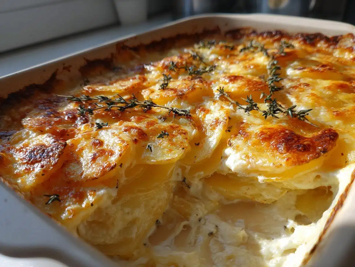 Irresistible Herbed Cheddar Scalloped Potato Bake in 4 Steps