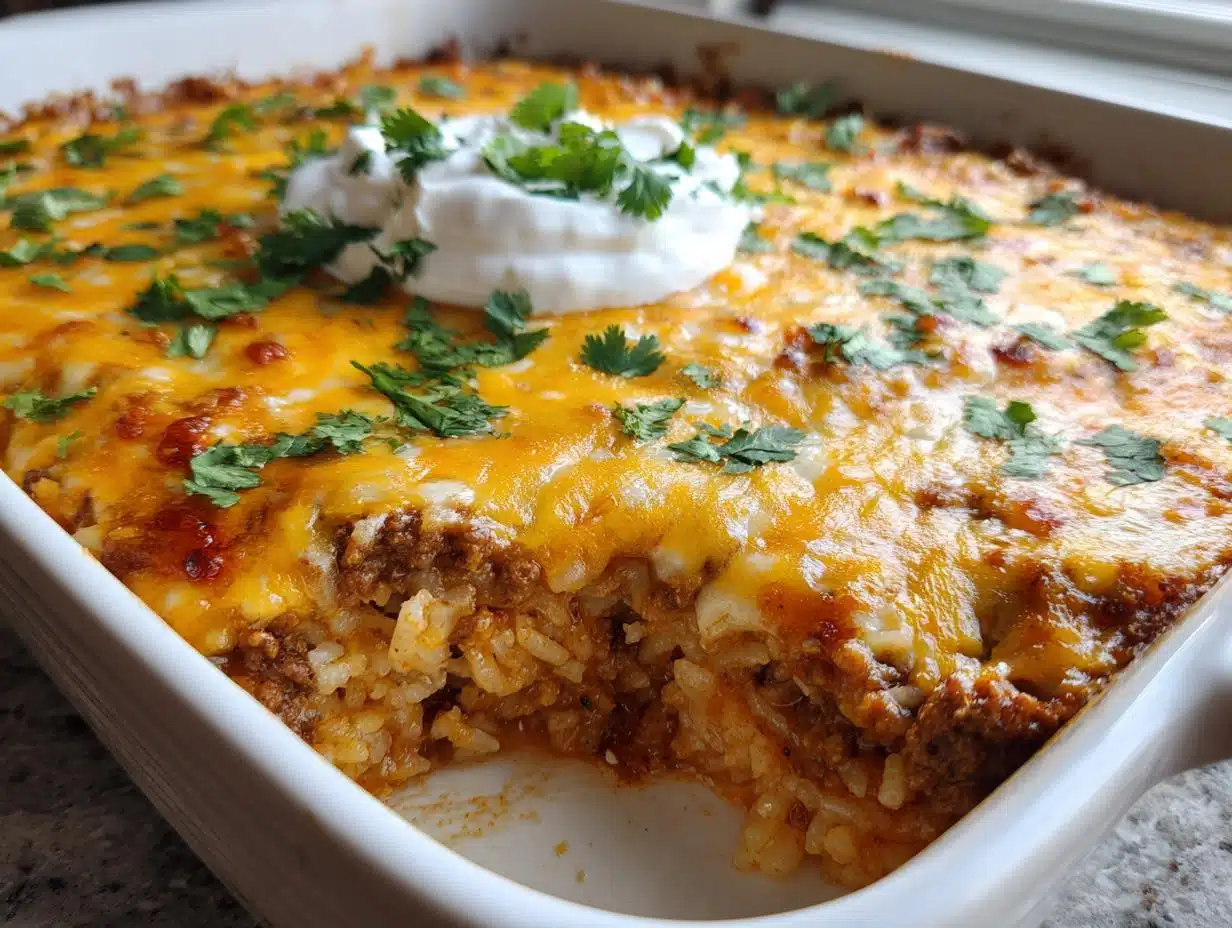 Amazing One Dish Cheesy Taco Rice Casserole in 45 Minutes