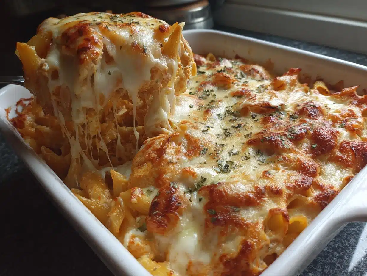 27-Minute One Dish Creamy Tomato Chicken Pasta Bake – Insanely Easy!