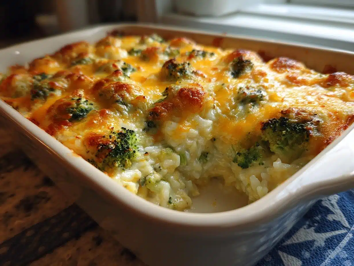 Irresistible Three Cheese Broccoli and Rice Oven Bake Recipe