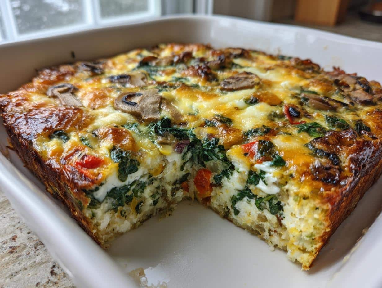 Veggie Loaded Egg White Breakfast Casserole with 15g Protein
