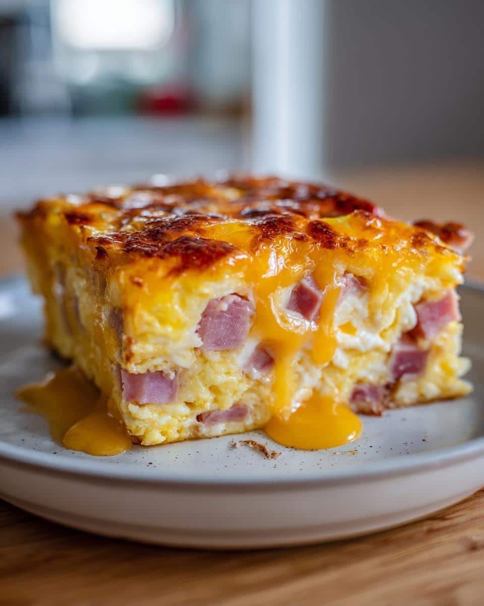 5 ingredient ham cheddar breakfast bake - detail 1