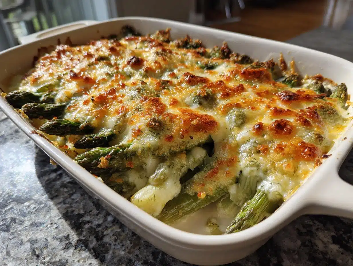 Irresistible Cheesy Asparagus Casserole with Lemon Dill Breadcrumbs in 30 Minutes