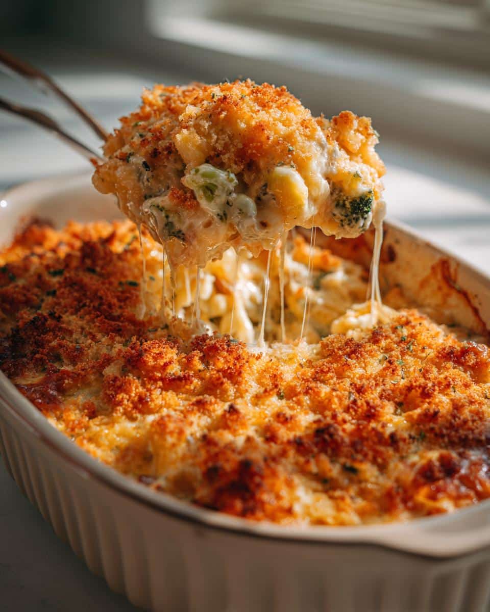 cheesy vegetable casserole breadcrumb topping - detail 1