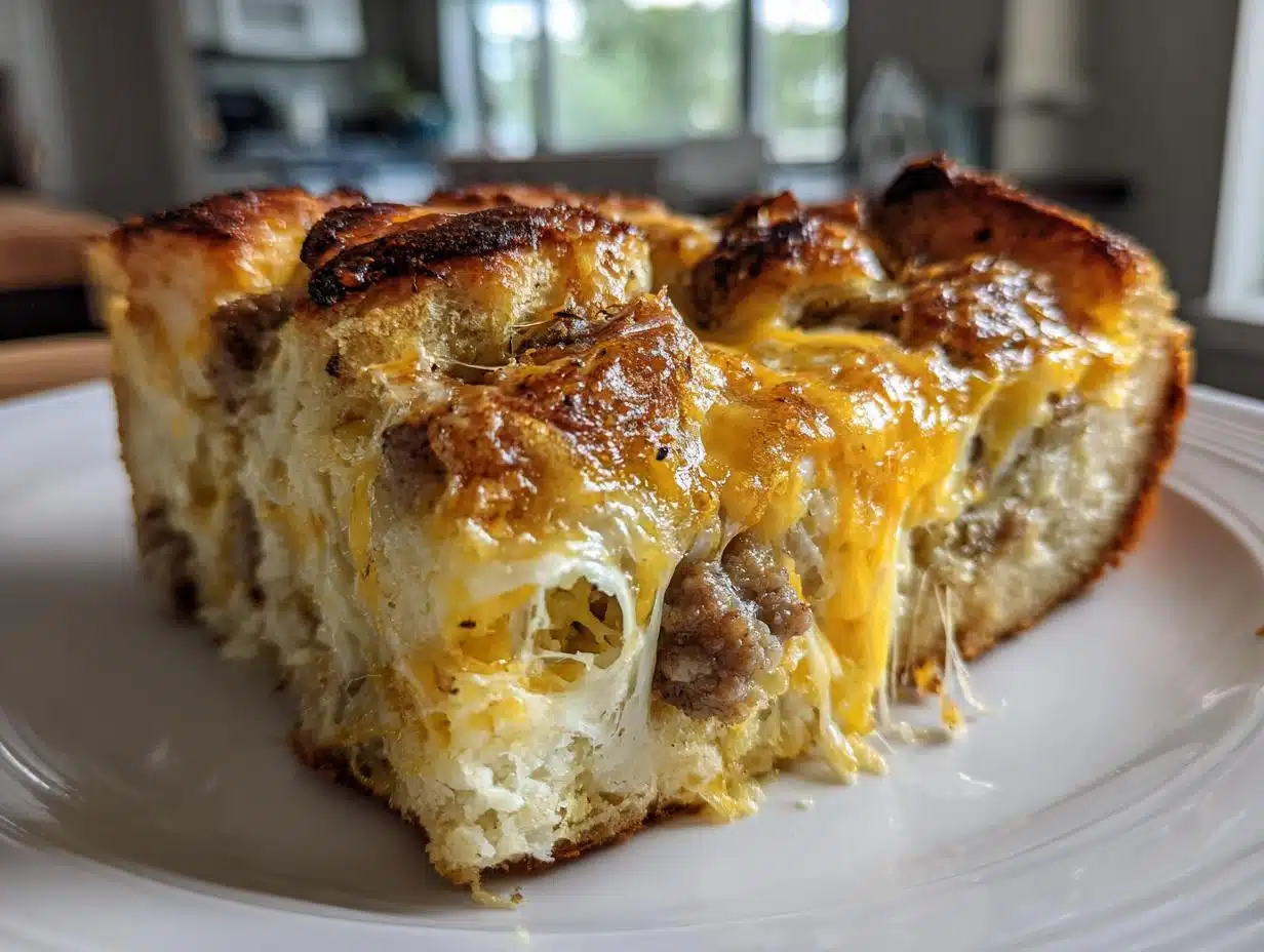 Irresistible Croissant Breakfast Casserole with Sausage and Eggs