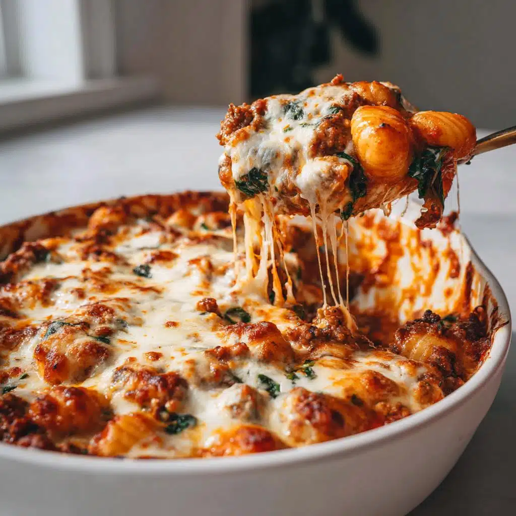 40-Min Dump and Bake Sausage Spinach Gnocchi Casserole Bliss