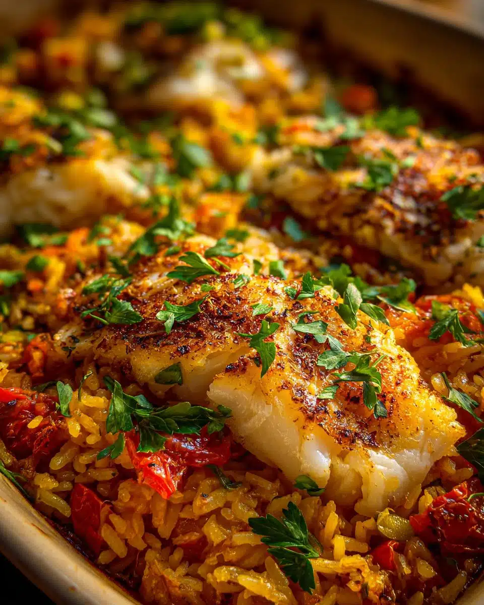 Irresistible Orange Roughy Rice Casserole with Fire-Roasted Tomatoes