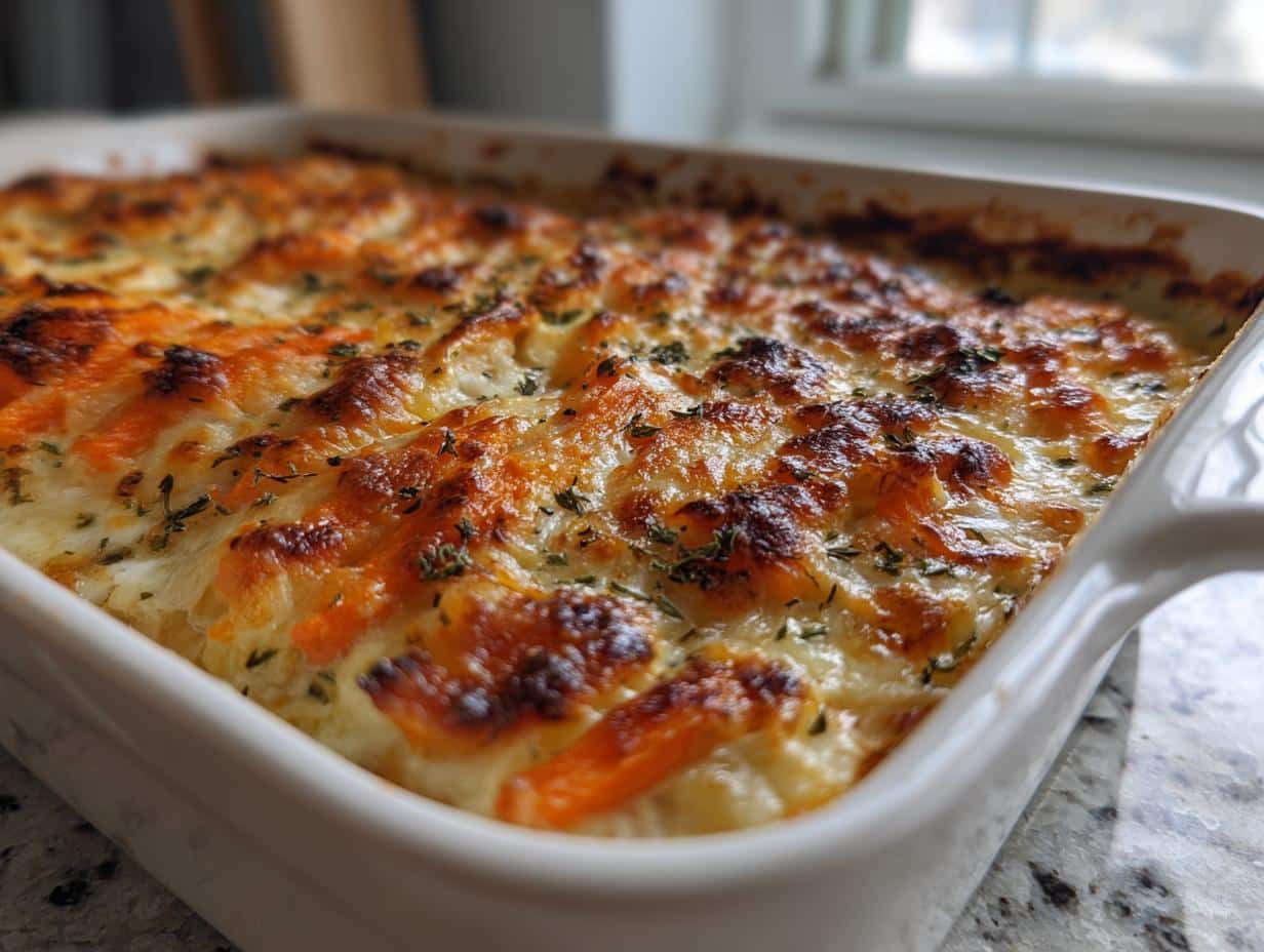 Creamy Roasted Carrot Parsnip Gratin Casserole in 4 Easy Steps