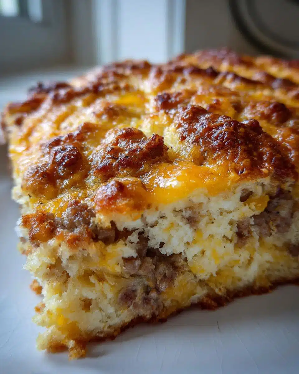 Fluffy 5-Ingredient Sausage and Biscuit Casserole Brunch Bake