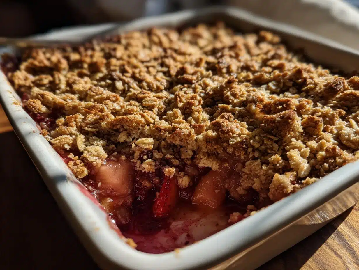Irresistible Strawberry Rhubarb Breakfast Crumble Bake in 30 Minutes