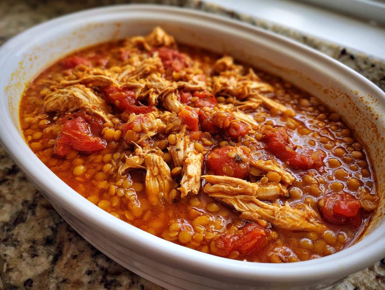 Irresistible Berbere Chicken Tomato Lentil Casserole in 55 Minutes