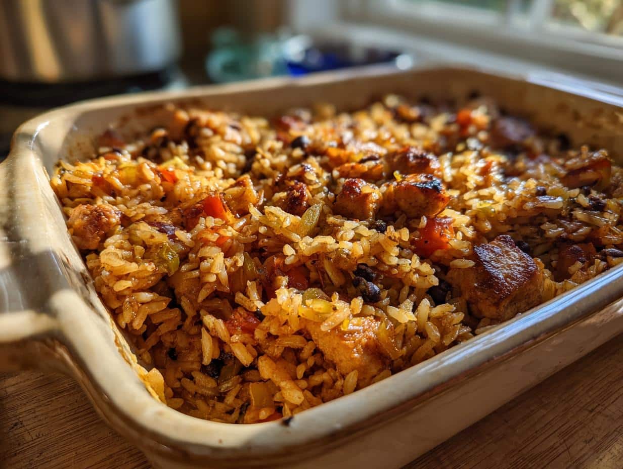 Cuban pork mojo black bean rice bake - detail 1