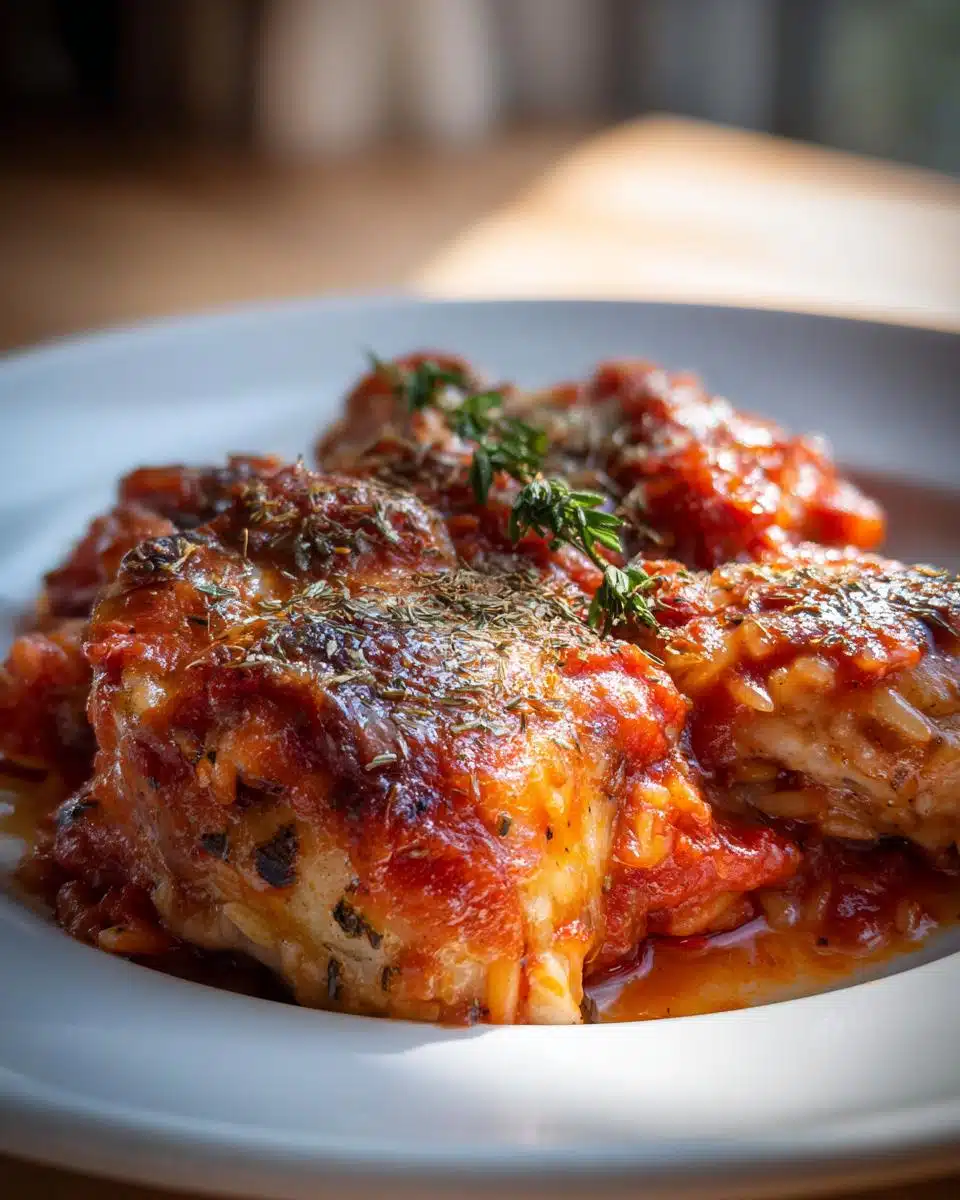 Greek Chicken Kokkinisto Tomato Orzo Casserole: A Hearty 1-Pan Wonder