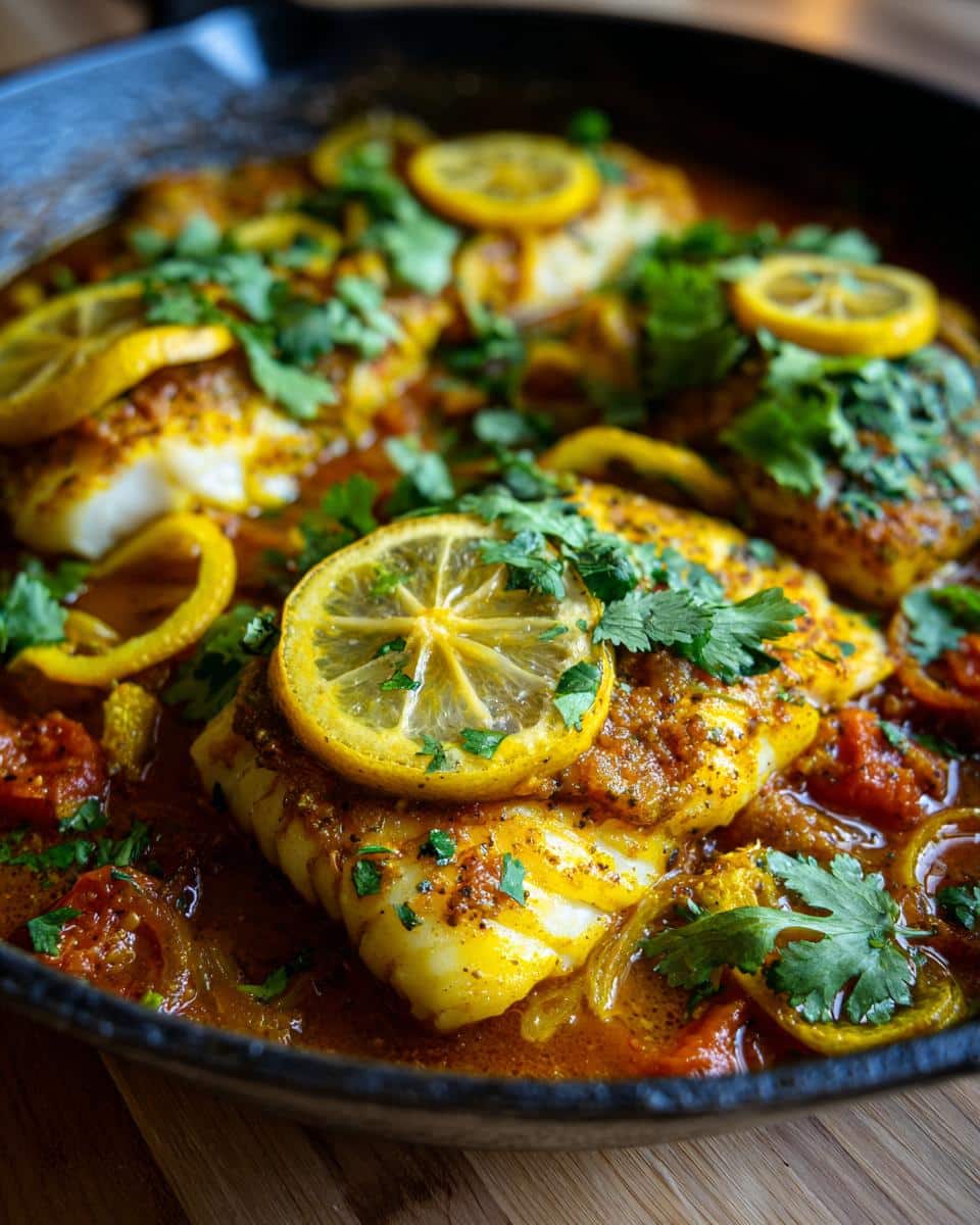 High protein fish tagine preserved lemon skillet - detail 1