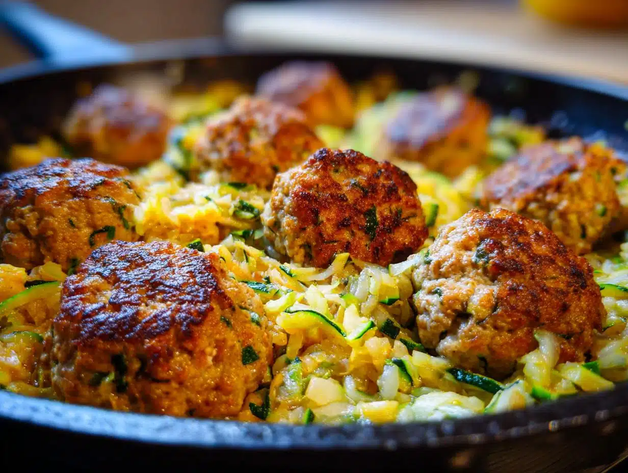 28g Protein Turkey Kofta Zucchini Rice Skillet in 25 Minutes