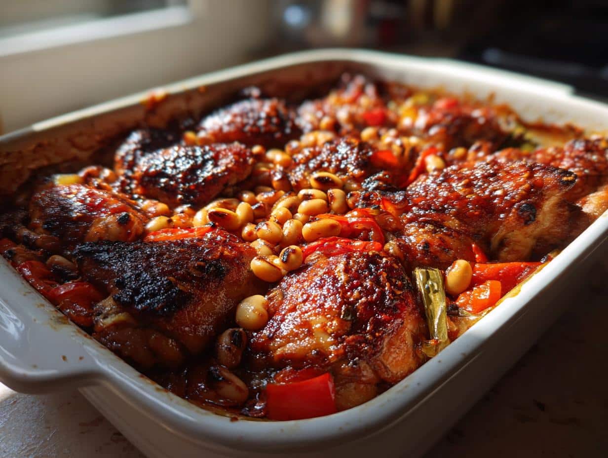 Fiery Piri PiriConclusion Chicken Black Eyed Pea Bake – 1 Pan Wonder!