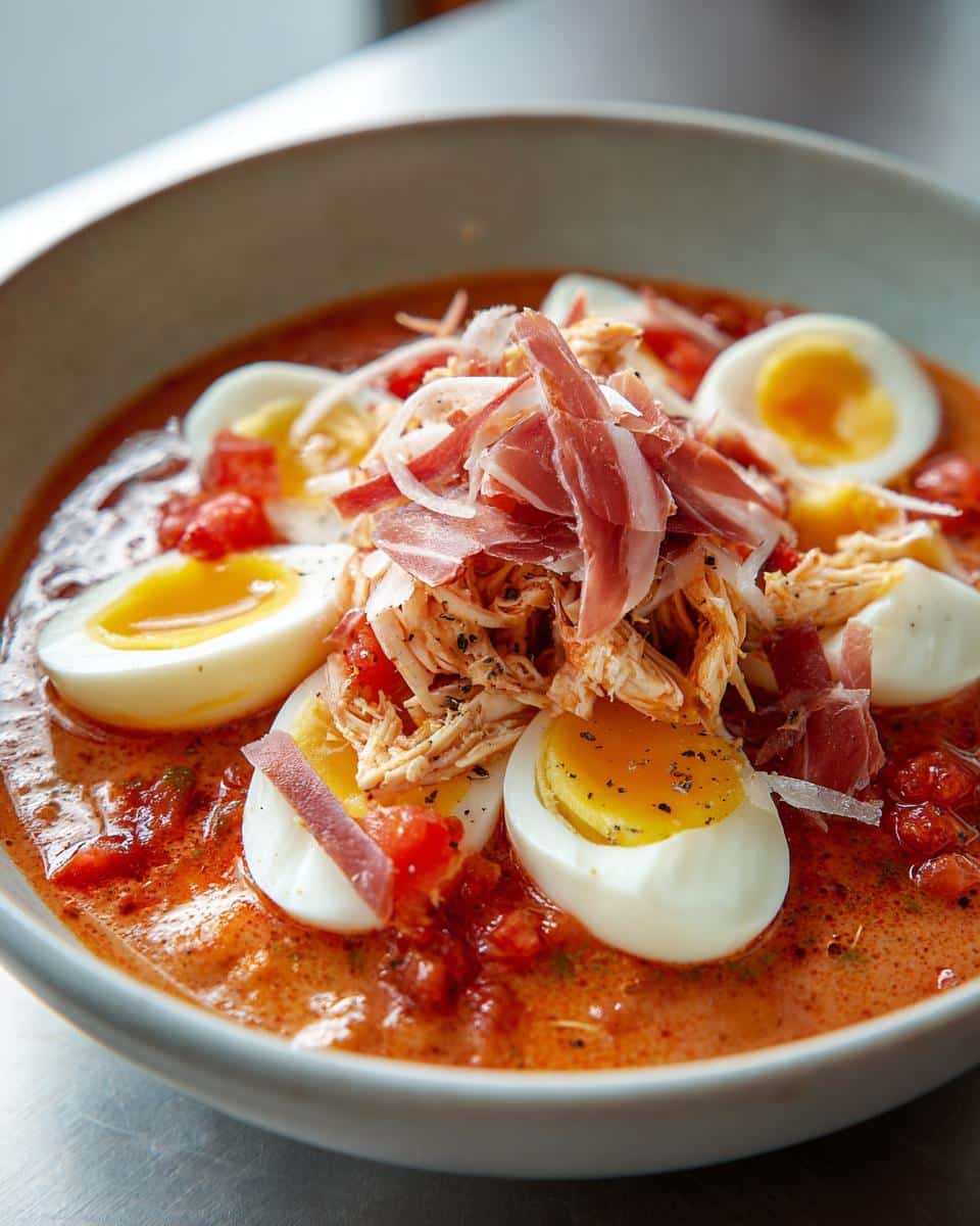 Spanish chicken salmorejo cold tomato casserole - detail 1