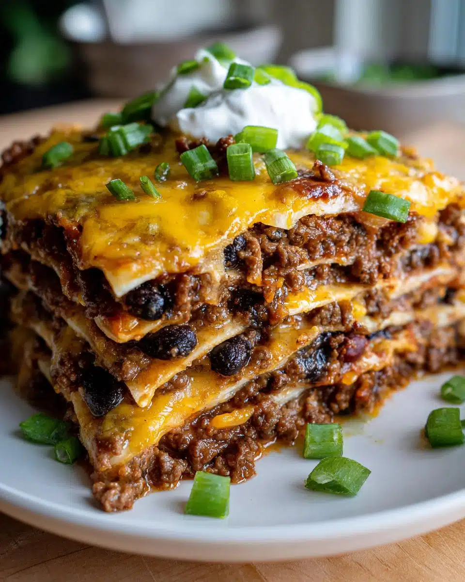 Delicious 3-Layer Taco Lasagna Casserole for Busy Nights