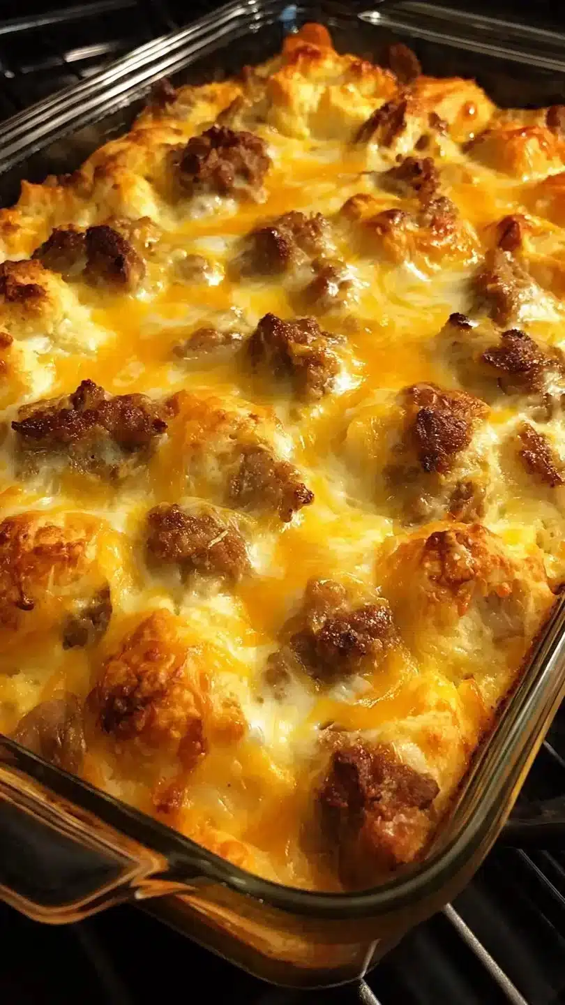 Breakfast Casserole with Biscuits and Gravy