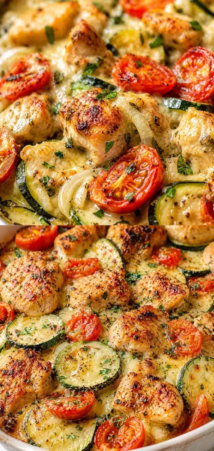 Mediterranean Chicken Zucchini Bake